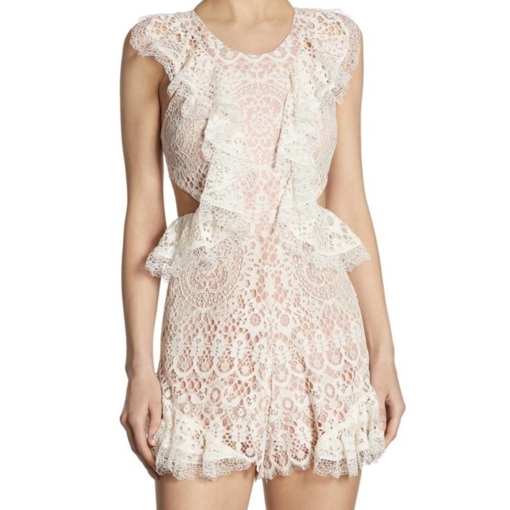 Ivory Lace Ruffle Romper - Picture 2 of 3